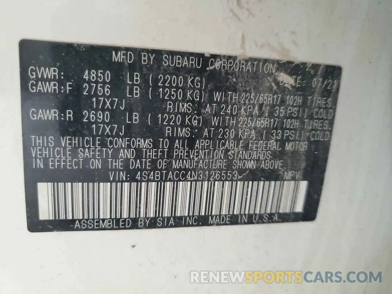 13 fotografías del automóvil dañado 4S4BTACC4N3126553 SUBARU OUTBACK 2022
