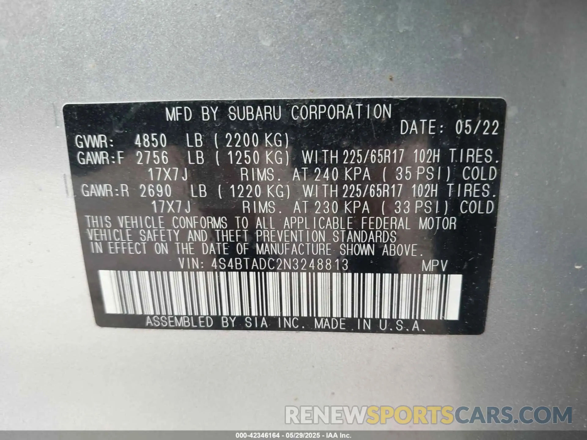 9 fotografías del automóvil dañado 4S4BTADC2N3248813 SUBARU OUTBACK 2022