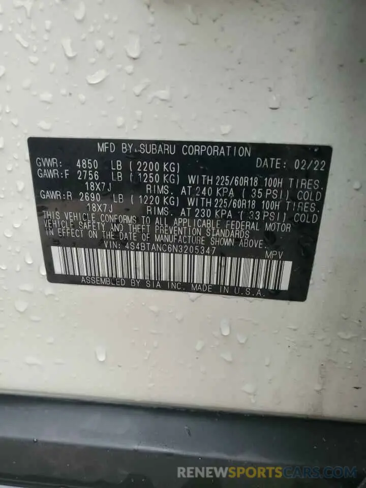 13 fotografías del automóvil dañado 4S4BTANC6N3205347 SUBARU OUTBACK 2022