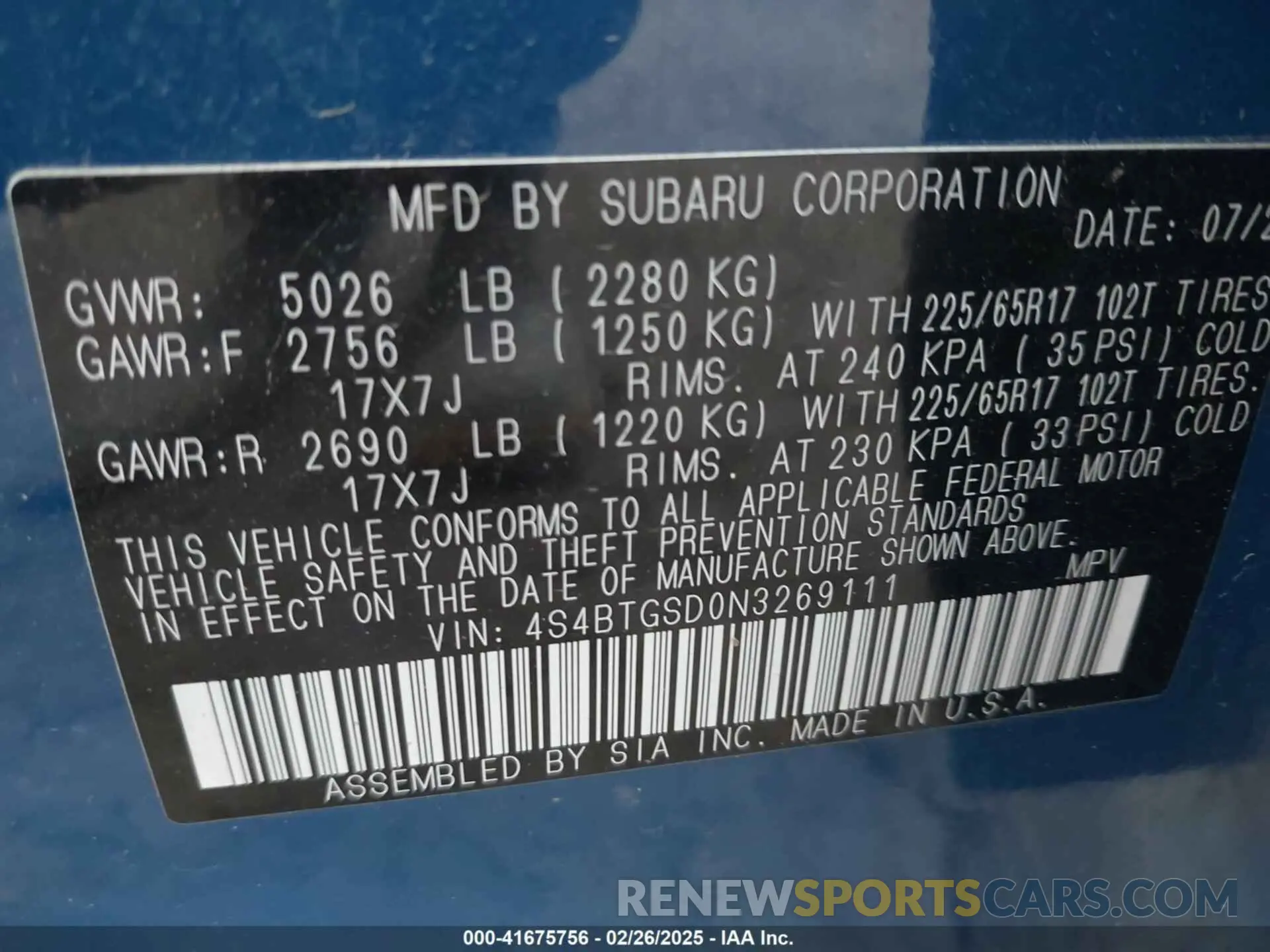 9 fotografías del automóvil dañado 4S4BTGSD0N3269111 SUBARU OUTBACK 2022