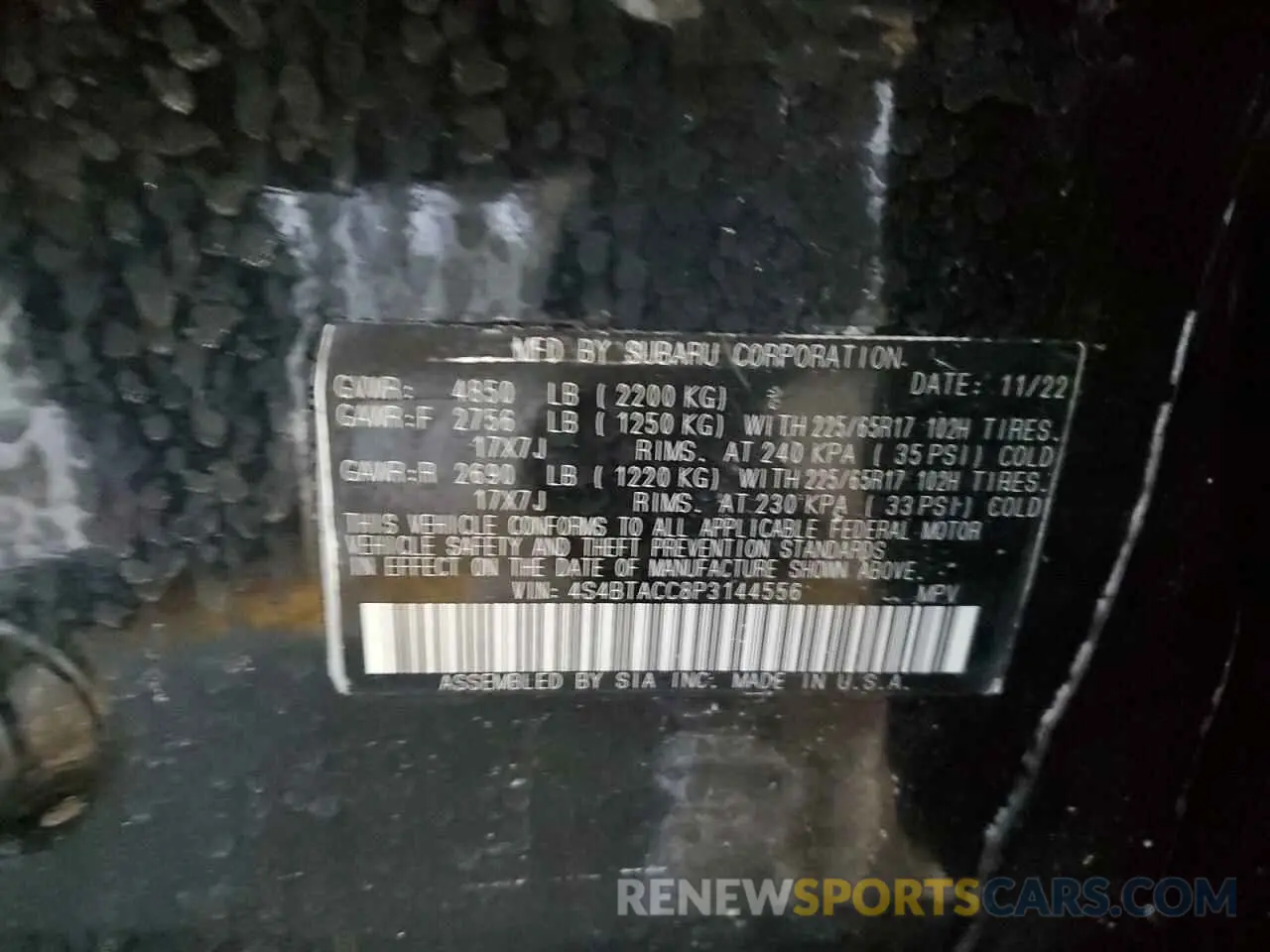 13 fotografías del automóvil dañado 4S4BTACC8P3144556 SUBARU OUTBACK 2023