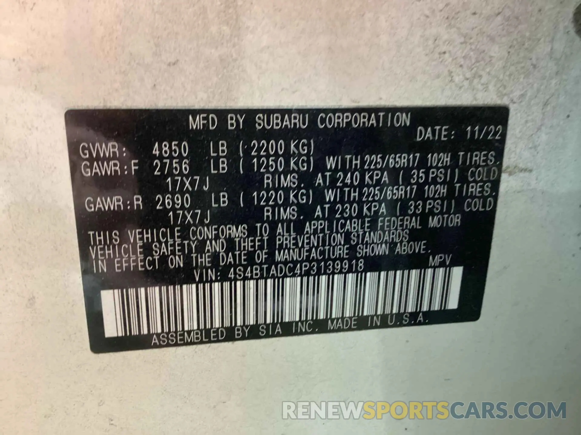 15 fotografías del automóvil dañado 4S4BTADC4P3139918 SUBARU OUTBACK 2023