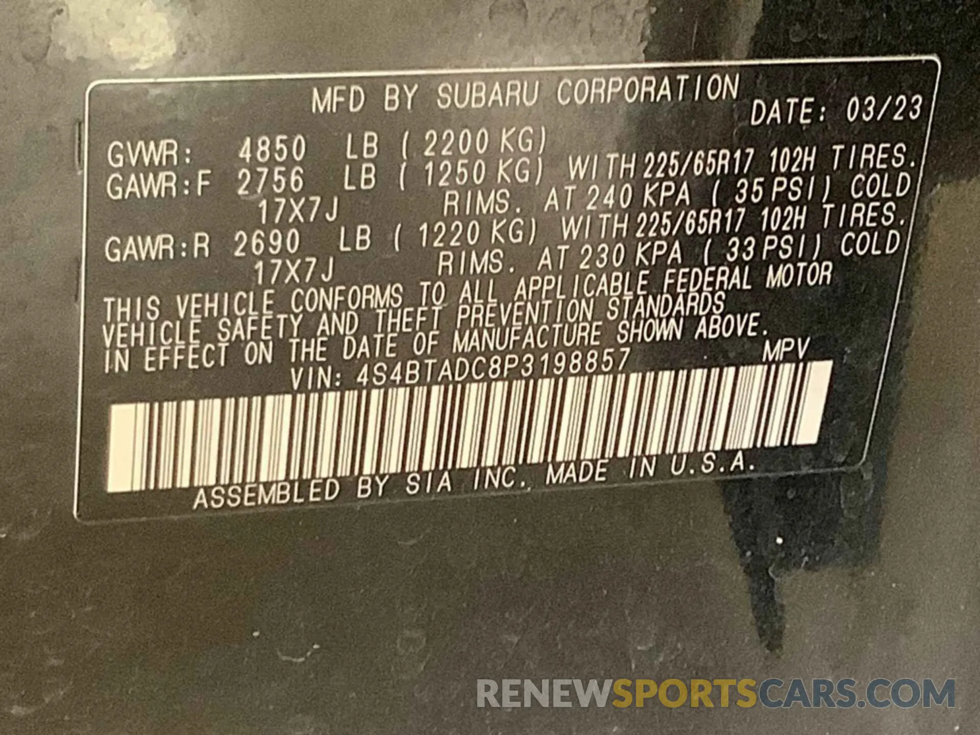 15 fotografías del automóvil dañado 4S4BTADC8P3198857 SUBARU OUTBACK 2023