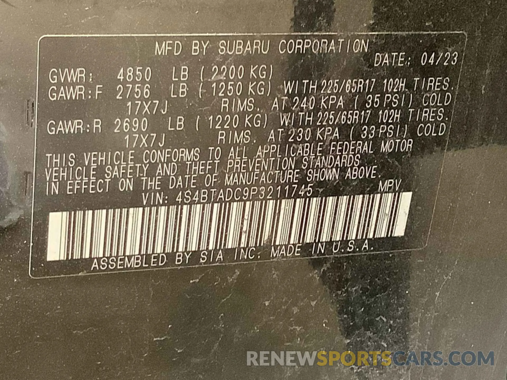 14 fotografías del automóvil dañado 4S4BTADC9P3211745 SUBARU OUTBACK 2023