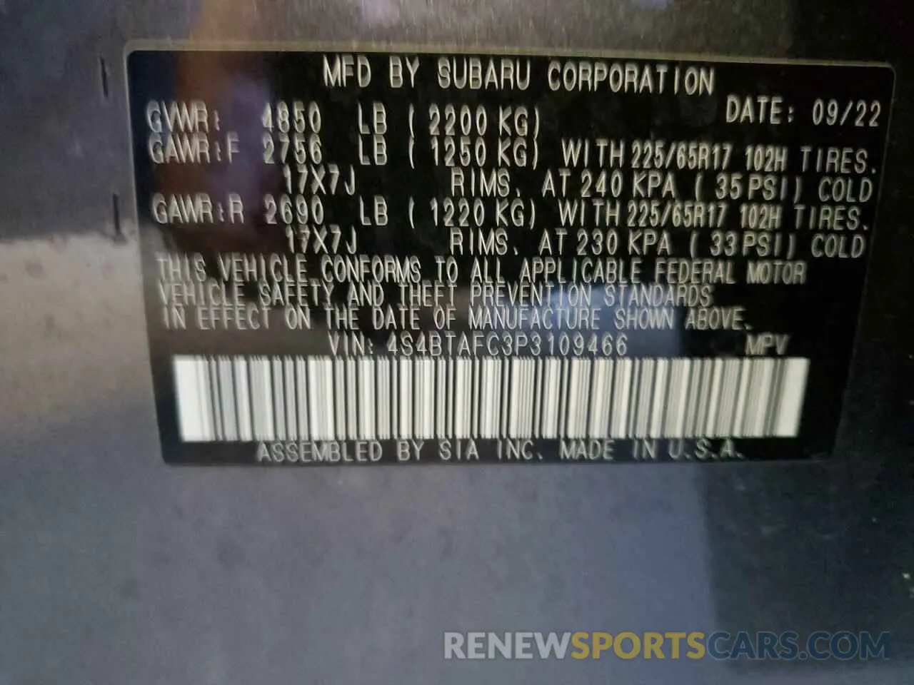 13 fotografías del automóvil dañado 4S4BTAFC3P3109466 SUBARU OUTBACK 2023