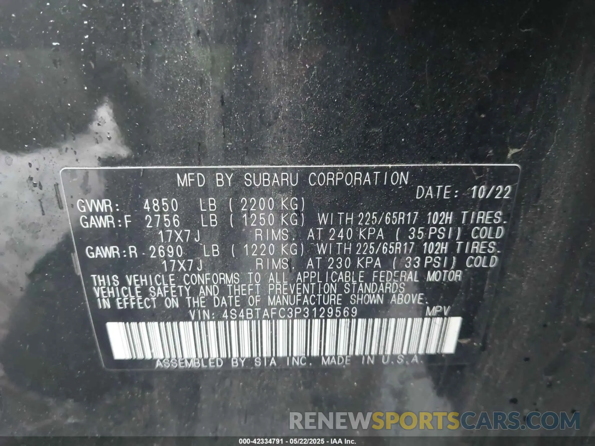 9 fotografías del automóvil dañado 4S4BTAFC3P3129569 SUBARU OUTBACK 2023