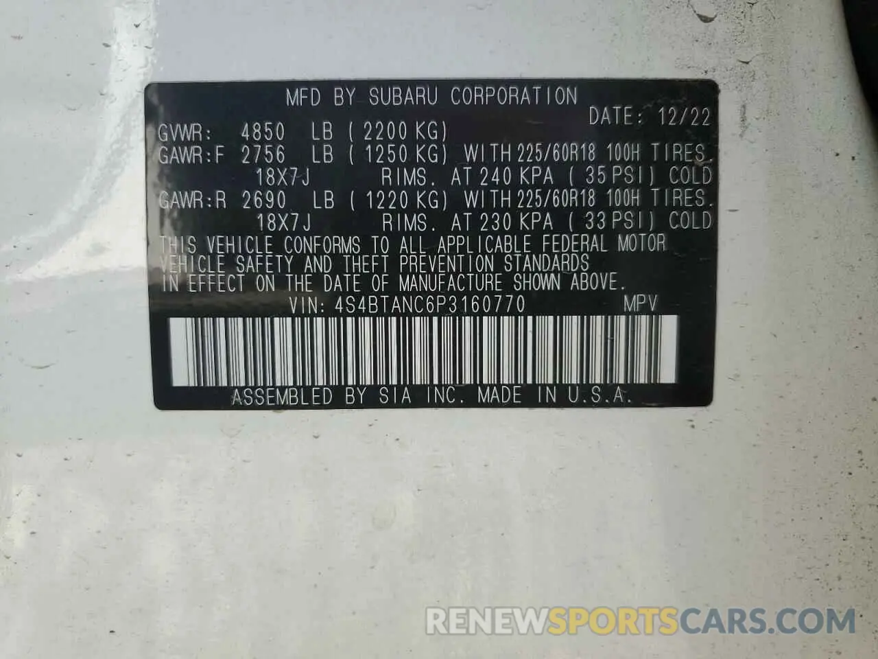 13 fotografías del automóvil dañado 4S4BTANC6P3160770 SUBARU OUTBACK 2023