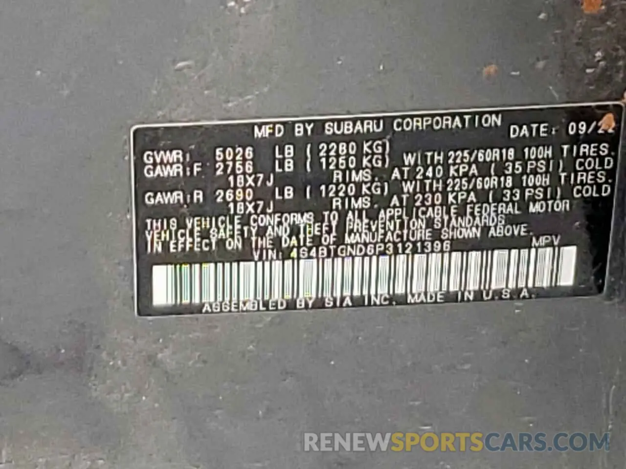 13 fotografías del automóvil dañado 4S4BTGND6P3121396 SUBARU OUTBACK 2023