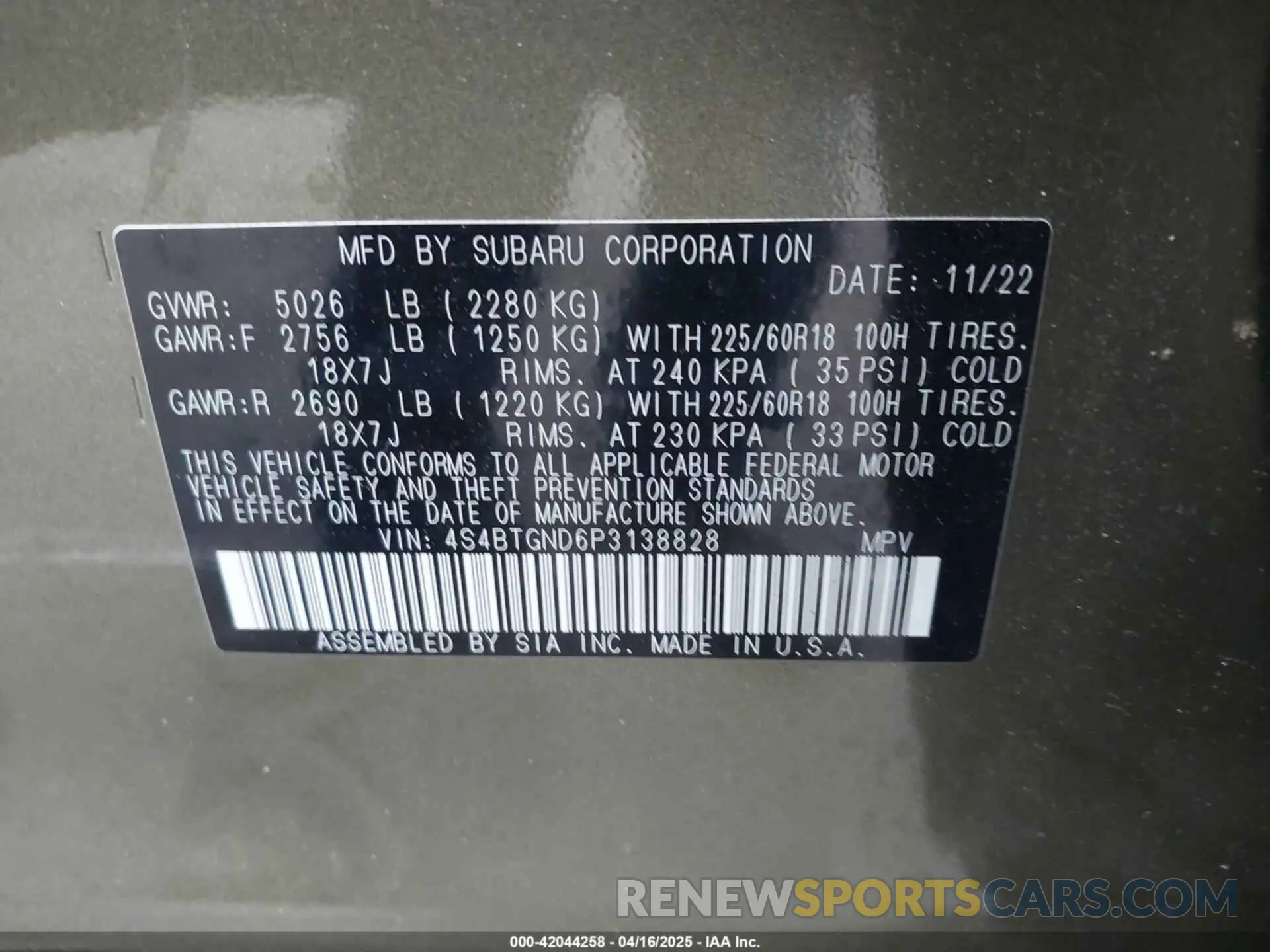 9 fotografías del automóvil dañado 4S4BTGND6P3138828 SUBARU OUTBACK 2023