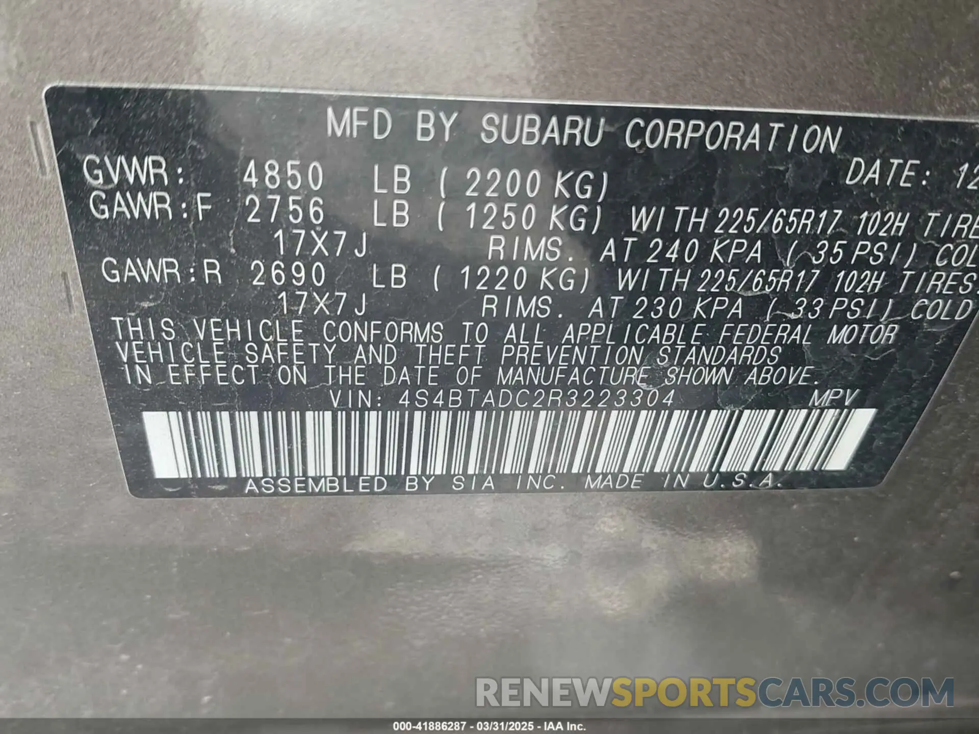9 fotografías del automóvil dañado 4S4BTADC2R3223304 SUBARU OUTBACK 2024