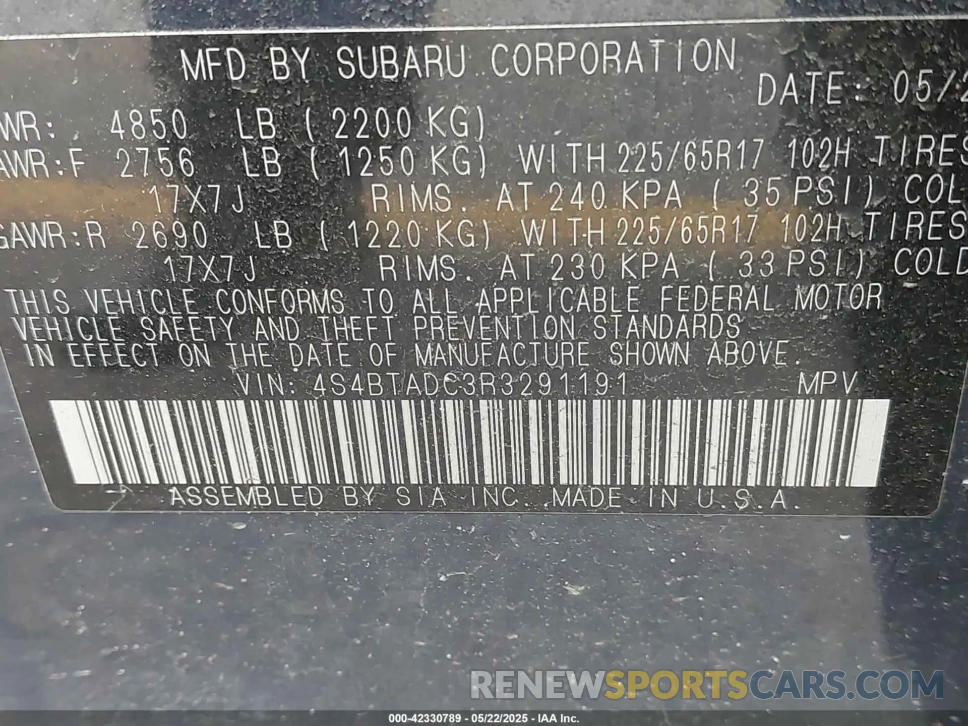 9 fotografías del automóvil dañado 4S4BTADC3R3291191 SUBARU OUTBACK 2024