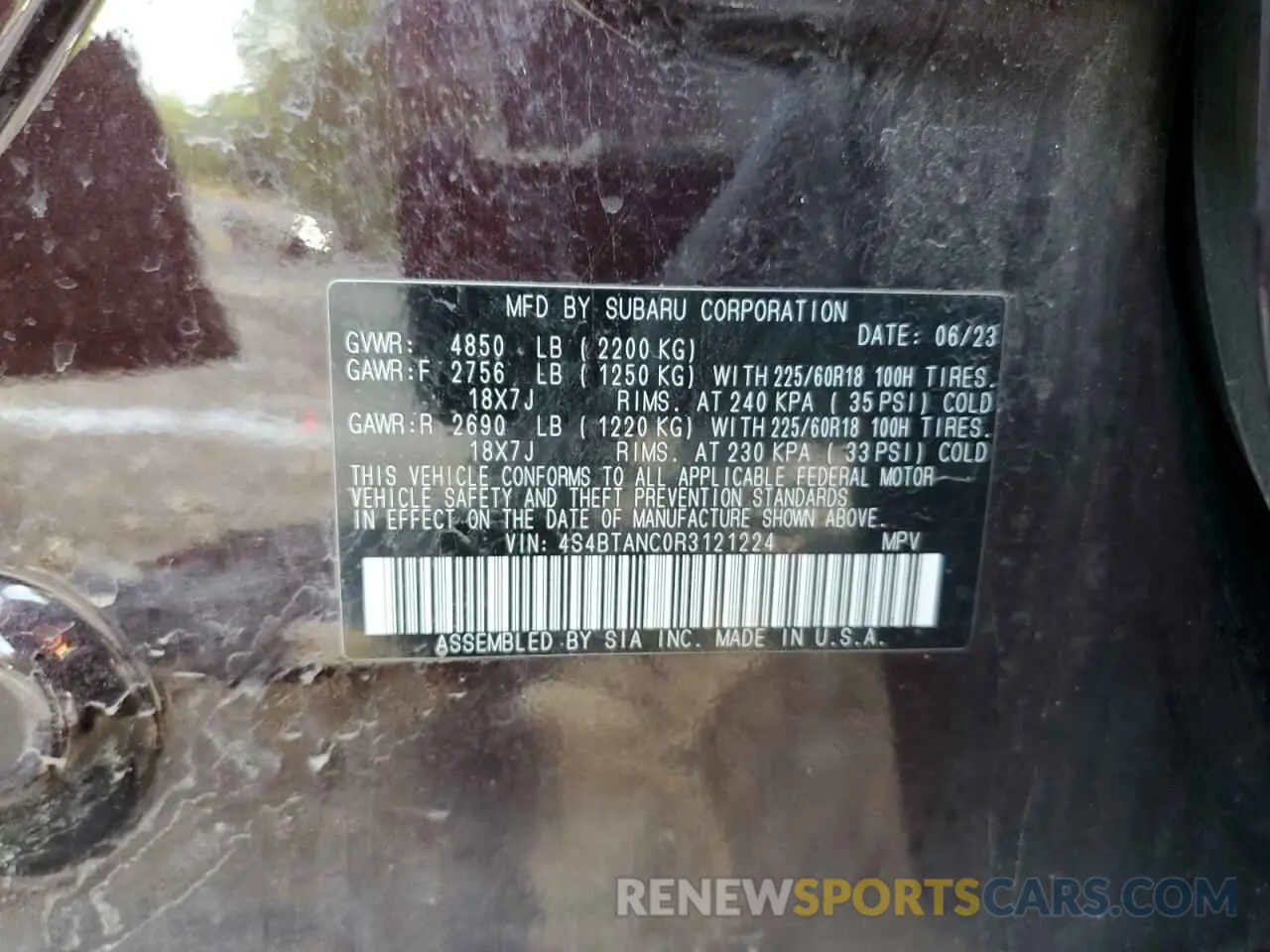 13 fotografías del automóvil dañado 4S4BTANC0R3121224 SUBARU OUTBACK 2024
