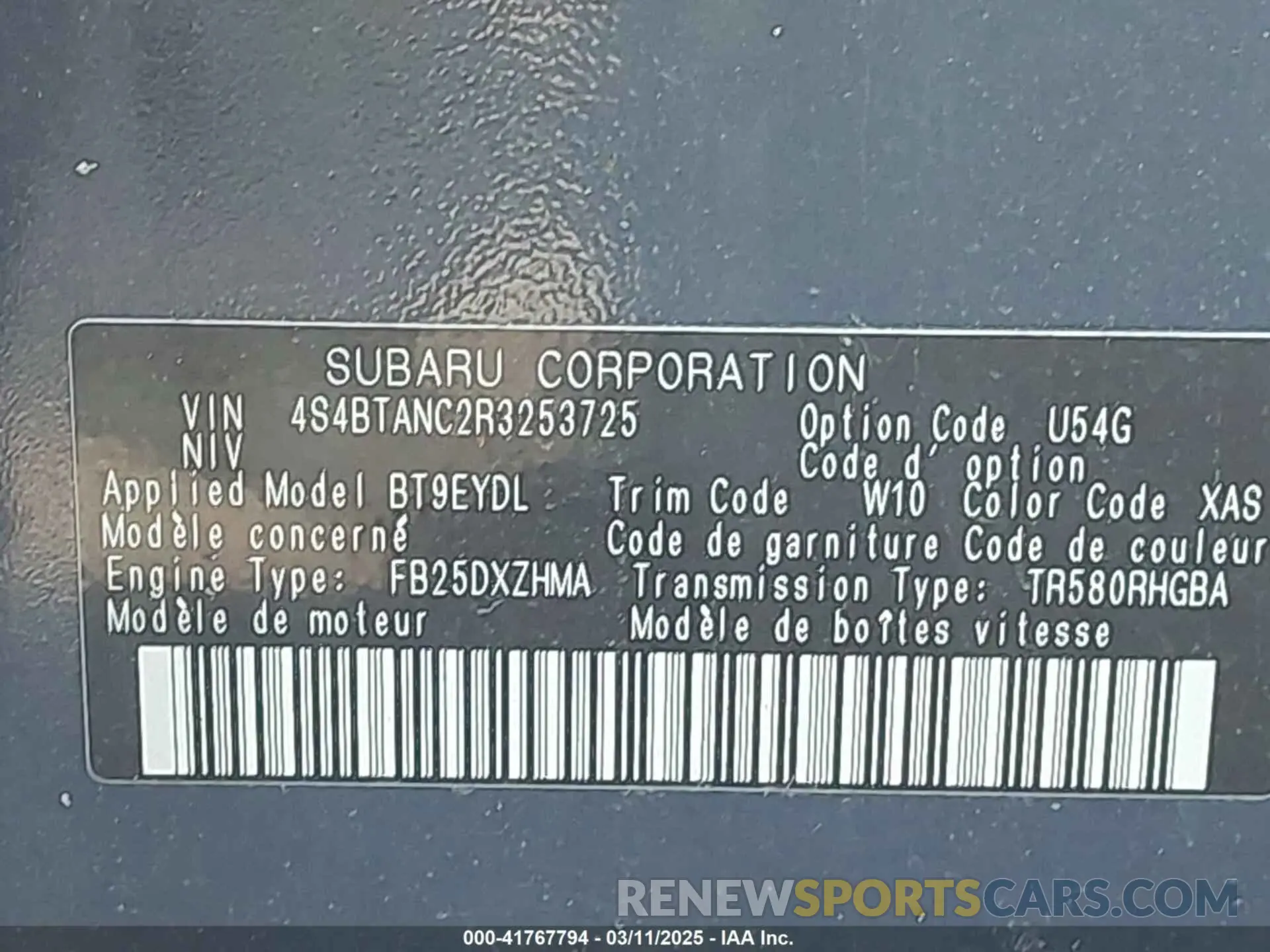9 fotografías del automóvil dañado 4S4BTANC2R3253725 SUBARU OUTBACK 2024