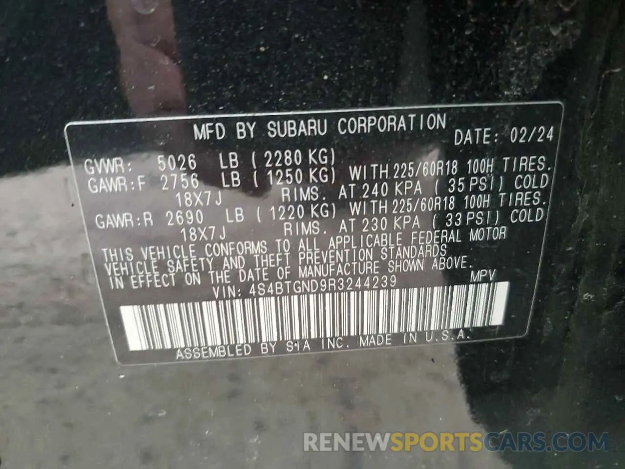 16 fotografías del automóvil dañado 4S4BTGND9R3244239 SUBARU OUTBACK 2024