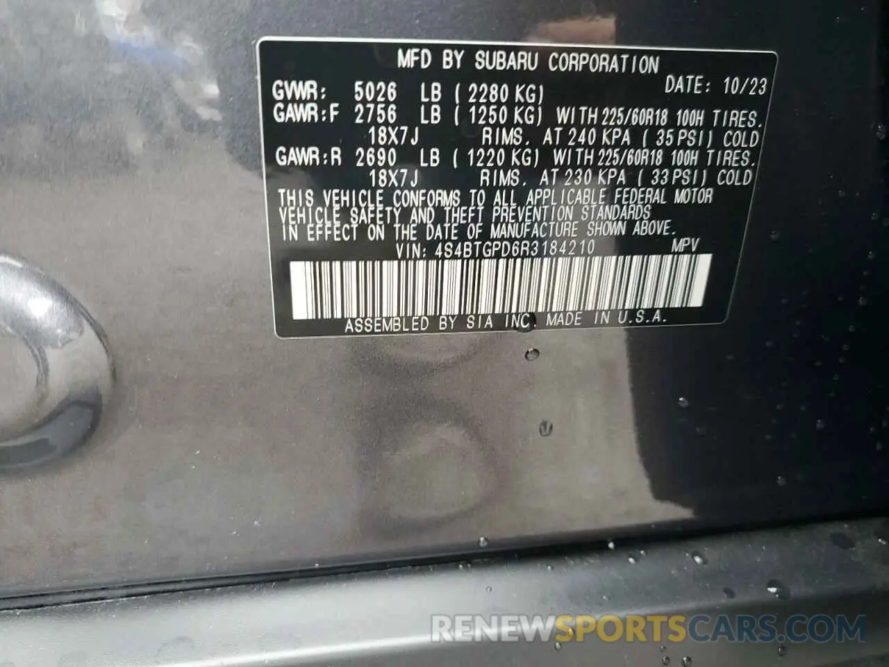 12 fotografías del automóvil dañado 4S4BTGPD6R3184210 SUBARU OUTBACK 2024