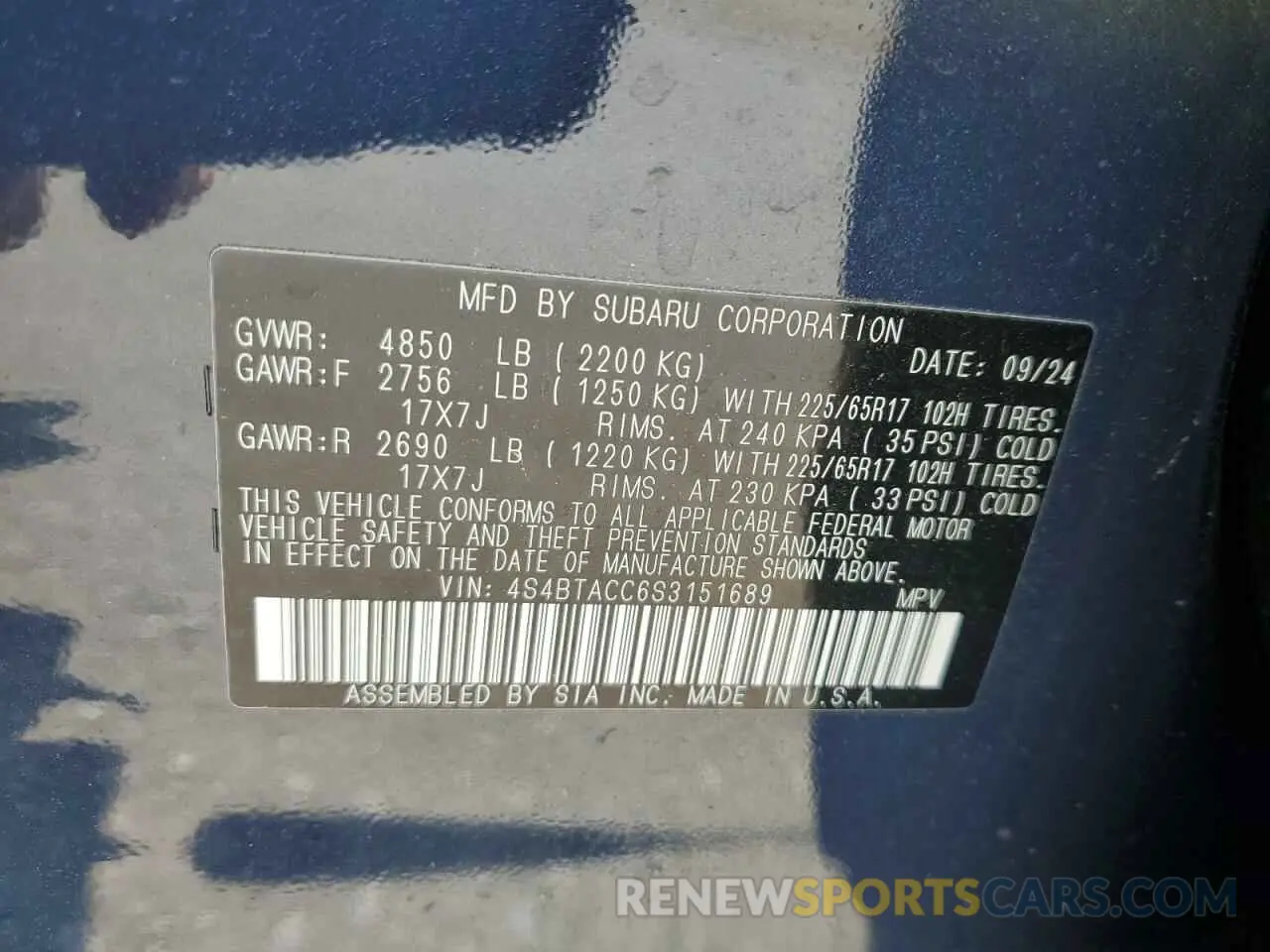 13 fotografías del automóvil dañado 4S4BTACC6S3151689 SUBARU OUTBACK 2025