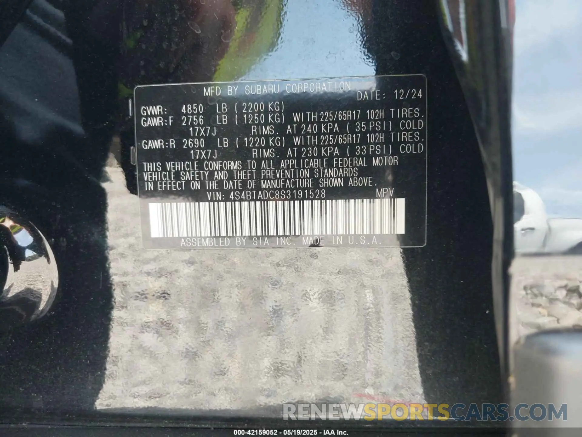 9 fotografías del automóvil dañado 4S4BTADC8S3191528 SUBARU OUTBACK 2025