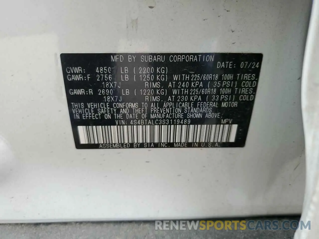 14 fotografías del automóvil dañado 4S4BTALC3S3119489 SUBARU OUTBACK 2025