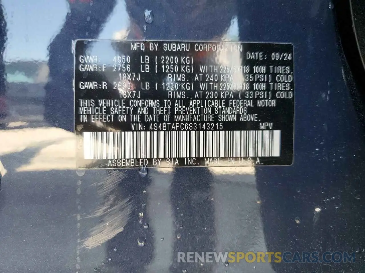 13 fotografías del automóvil dañado 4S4BTAPC6S3143215 SUBARU OUTBACK 2025