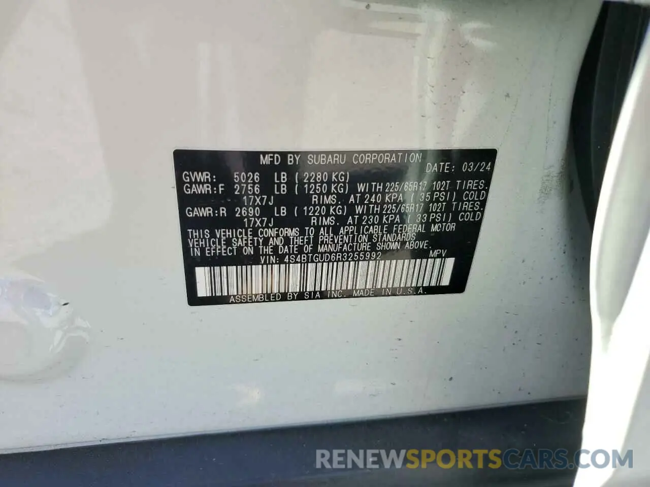 13 fotografías del automóvil dañado 4S4BTGUD6R3255992 SUBARU OUTBACK WI 2024