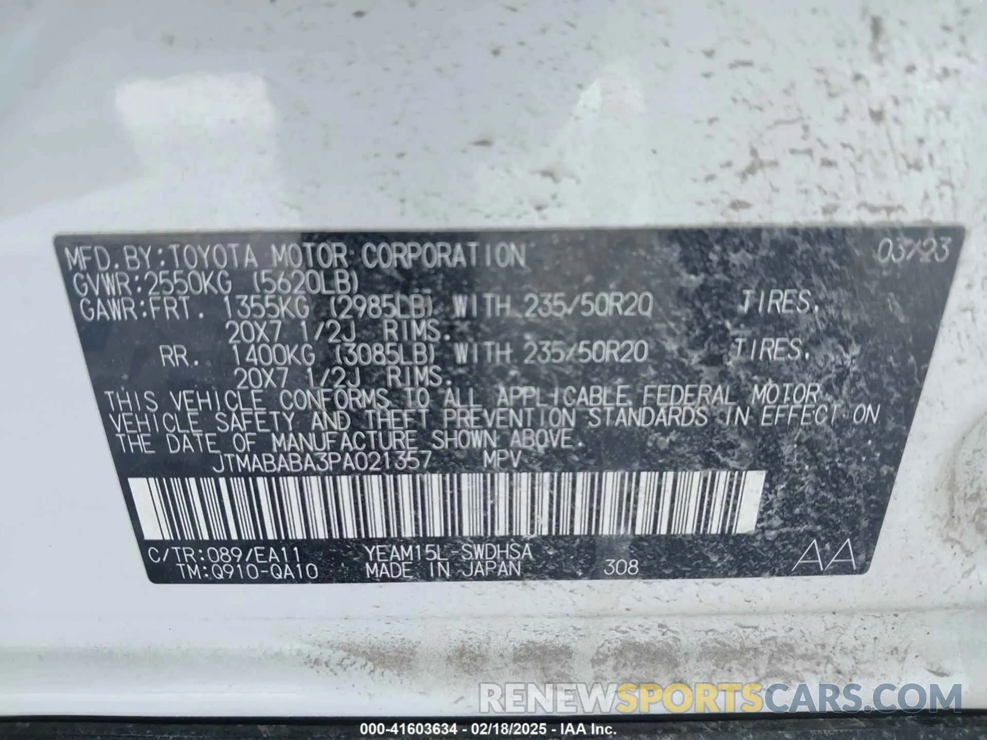 9 fotografías del automóvil dañado JTMABABA3PA021357 SUBARU SOLTERRA 2023
