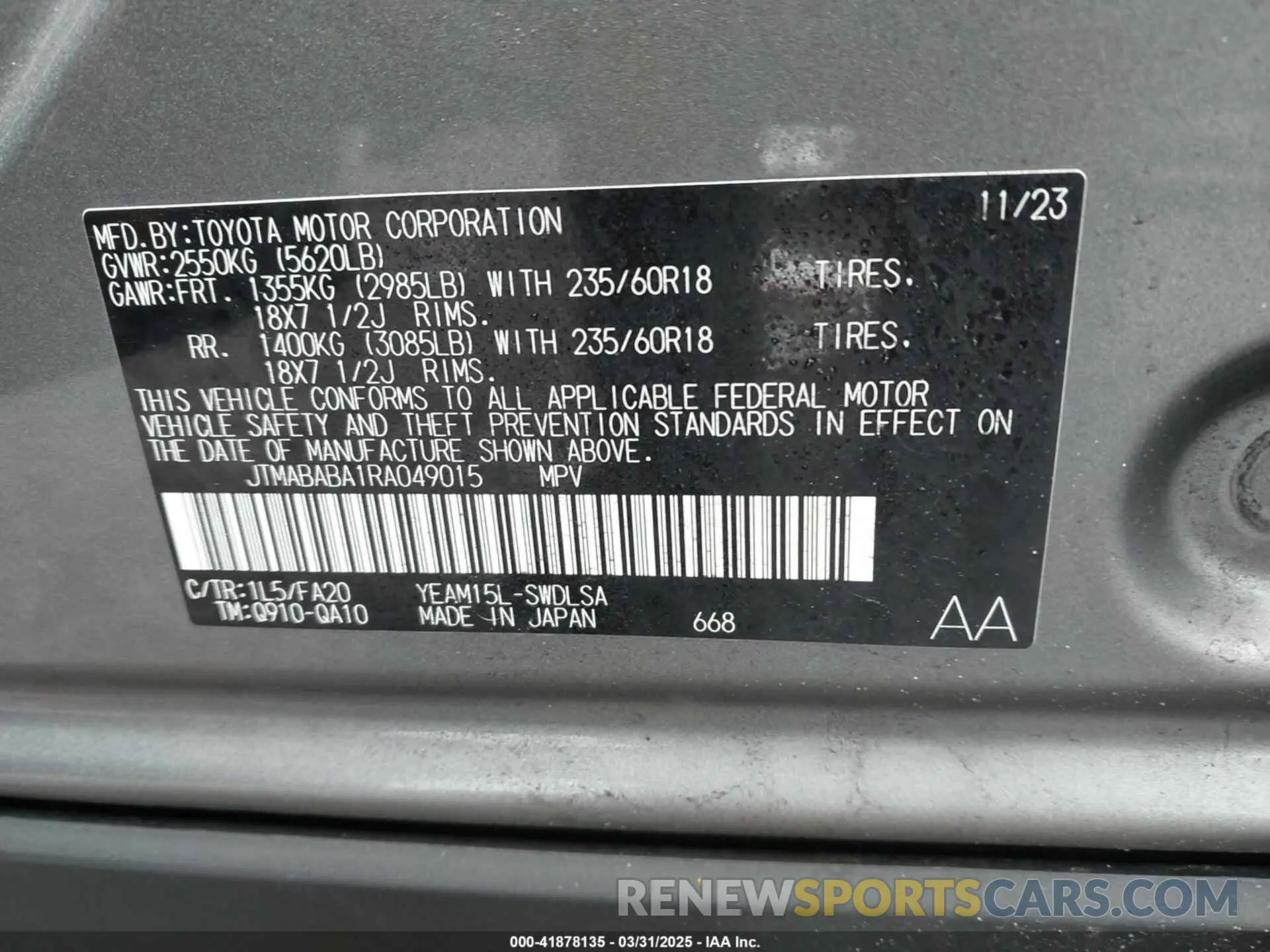 9 fotografías del automóvil dañado JTMABABA1RA049015 SUBARU SOLTERRA 2024