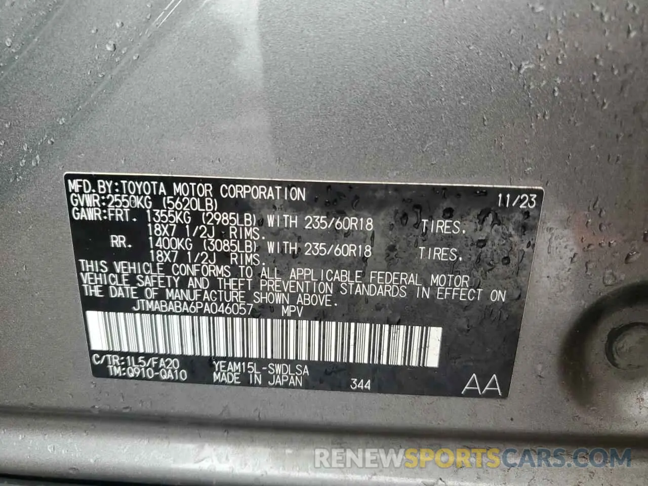 12 fotografías del automóvil dañado JTMABABA6PA046057 SUBARU SOLTERRA P 2023
