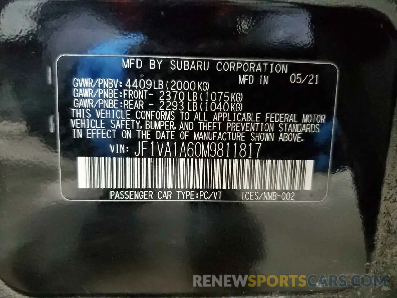 13 fotografías del automóvil dañado JF1VA1A60M9811817 SUBARU WRX 2021