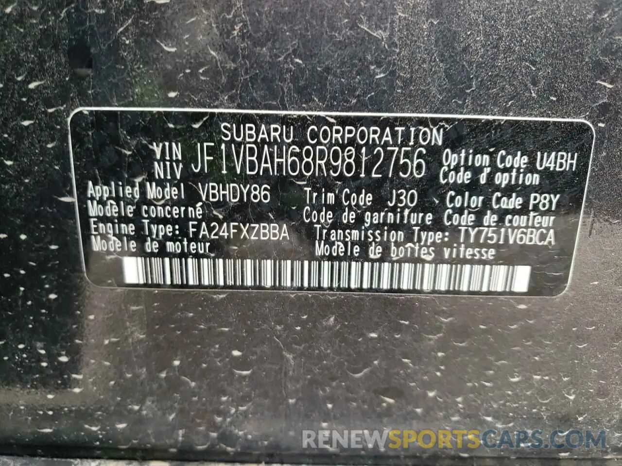 12 fotografías del automóvil dañado JF1VBAH68R9812756 SUBARU WRX 2024