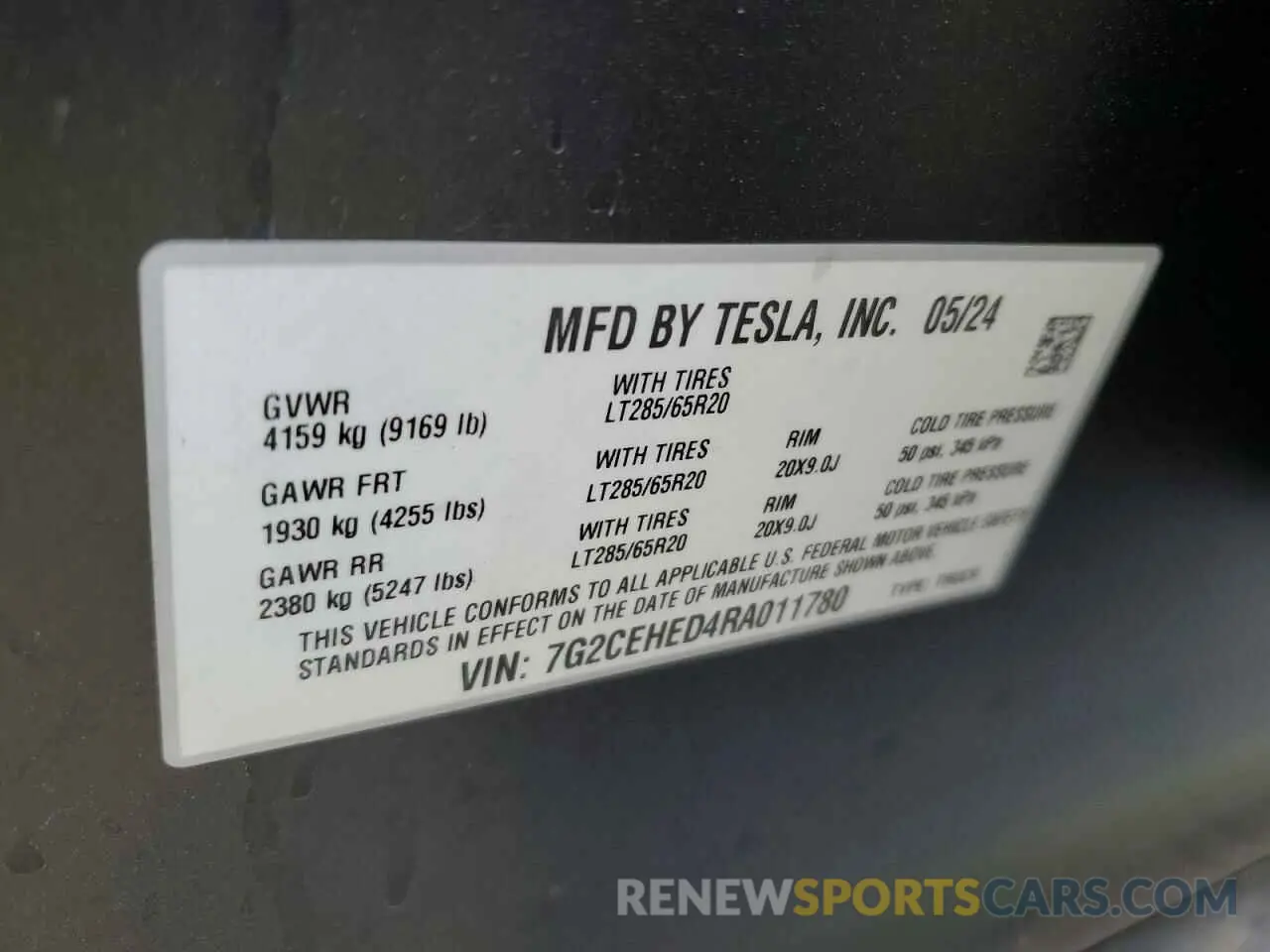 15 fotografías del automóvil dañado 7G2CEHED4RA011780 TESLA CYBERTRUCK 2024