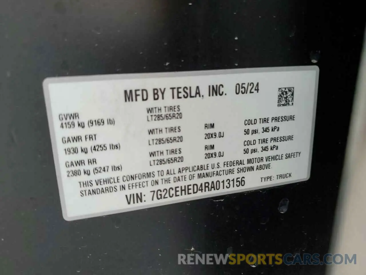 13 fotografías del automóvil dañado 7G2CEHED4RA013156 TESLA CYBERTRUCK 2024