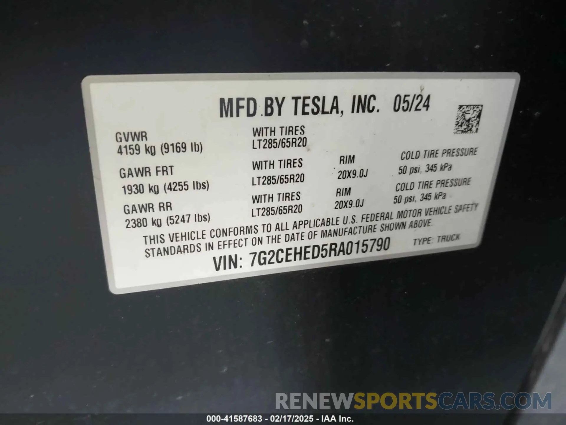 9 fotografías del automóvil dañado 7G2CEHED5RA015790 TESLA CYBERTRUCK 2024