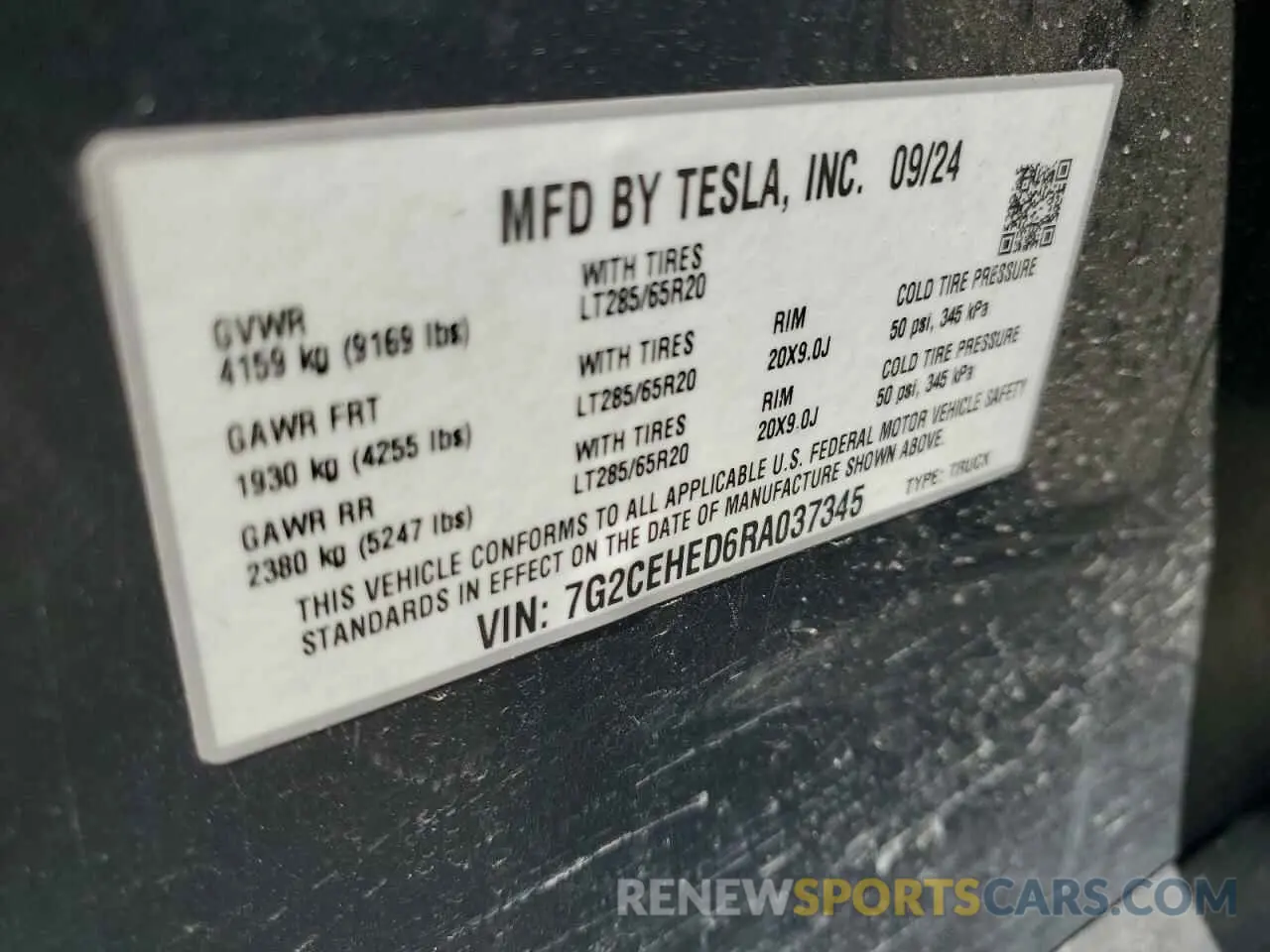14 fotografías del automóvil dañado 7G2CEHED6RA037345 TESLA CYBERTRUCK 2024