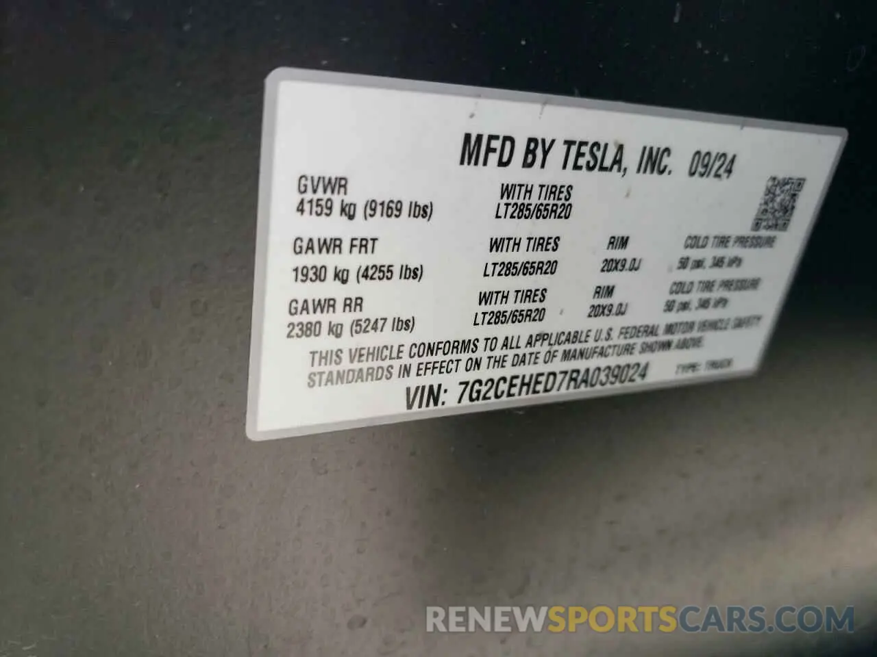 13 fotografías del automóvil dañado 7G2CEHED7RA039024 TESLA CYBERTRUCK 2024