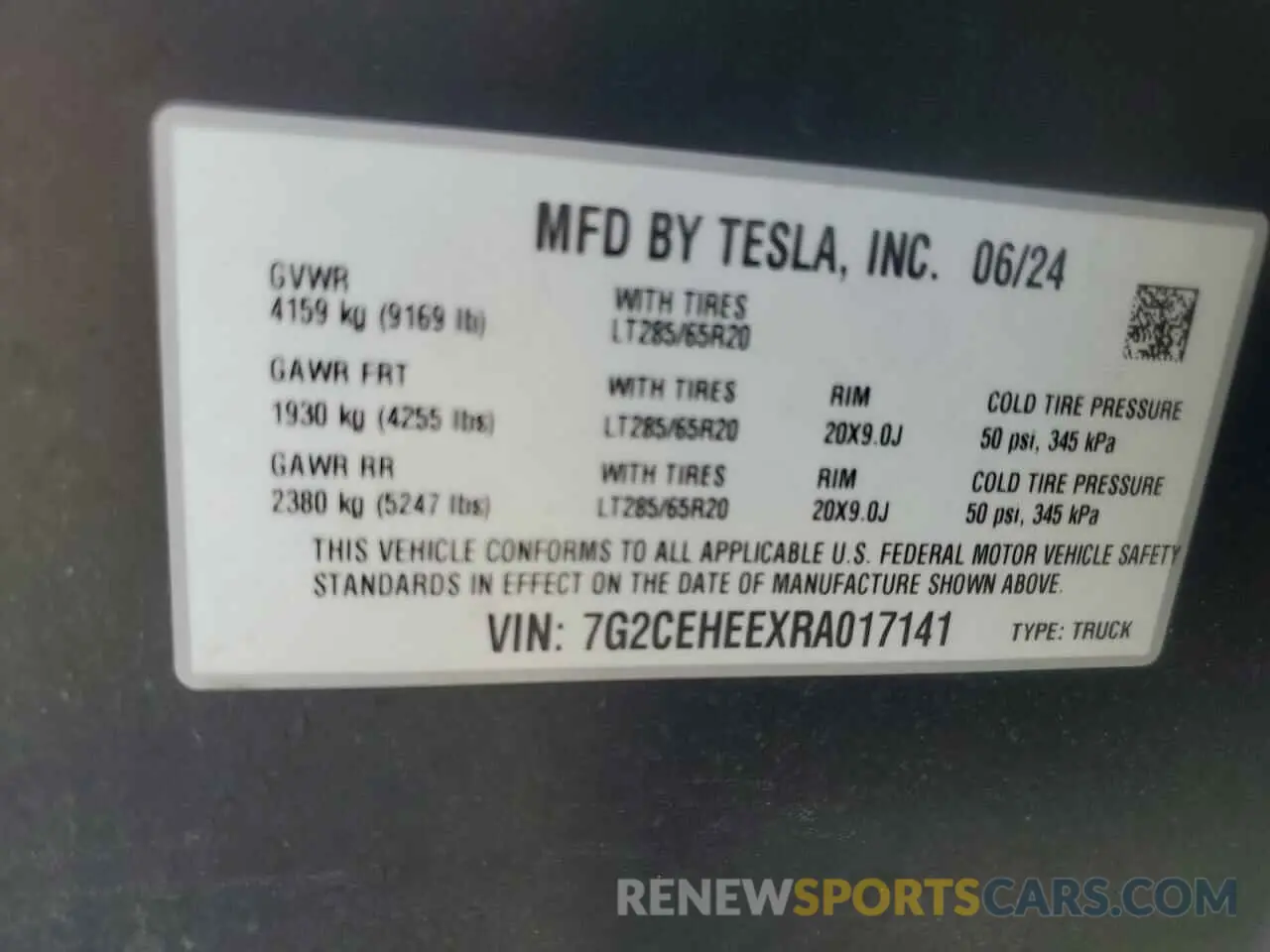 12 fotografías del automóvil dañado 7G2CEHEEXRA017141 TESLA CYBERTRUCK 2024