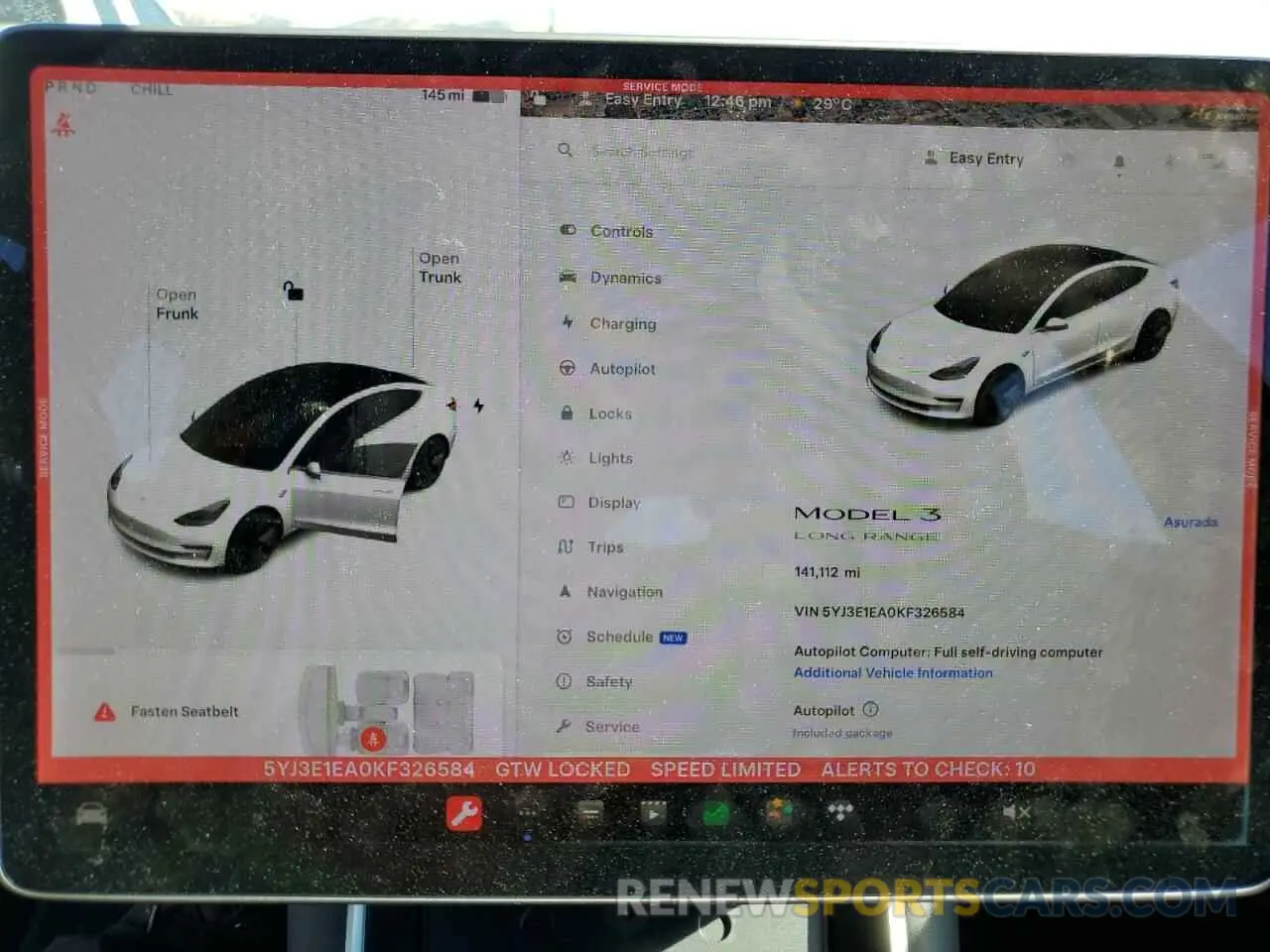 9 fotografías del automóvil dañado 5YJ3E1EA0KF326584 TESLA MODEL 3 2019