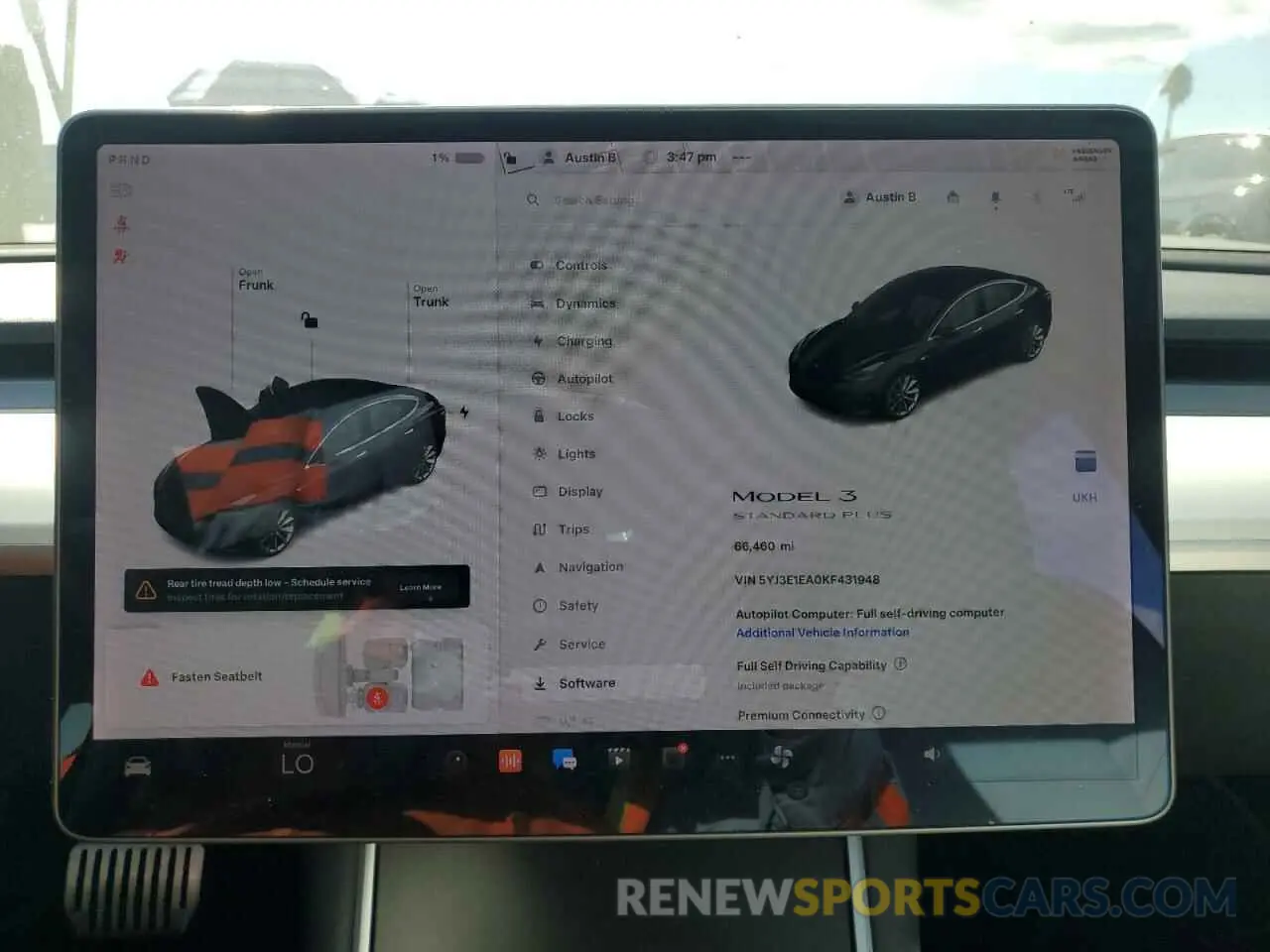 9 fotografías del automóvil dañado 5YJ3E1EA0KF431948 TESLA MODEL 3 2019