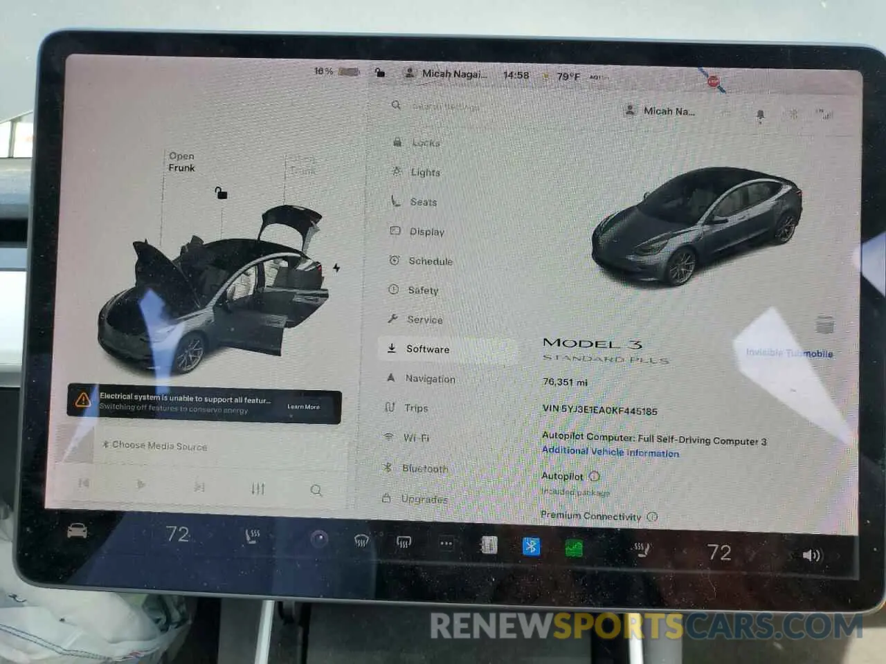 9 fotografías del automóvil dañado 5YJ3E1EA0KF445185 TESLA MODEL 3 2019