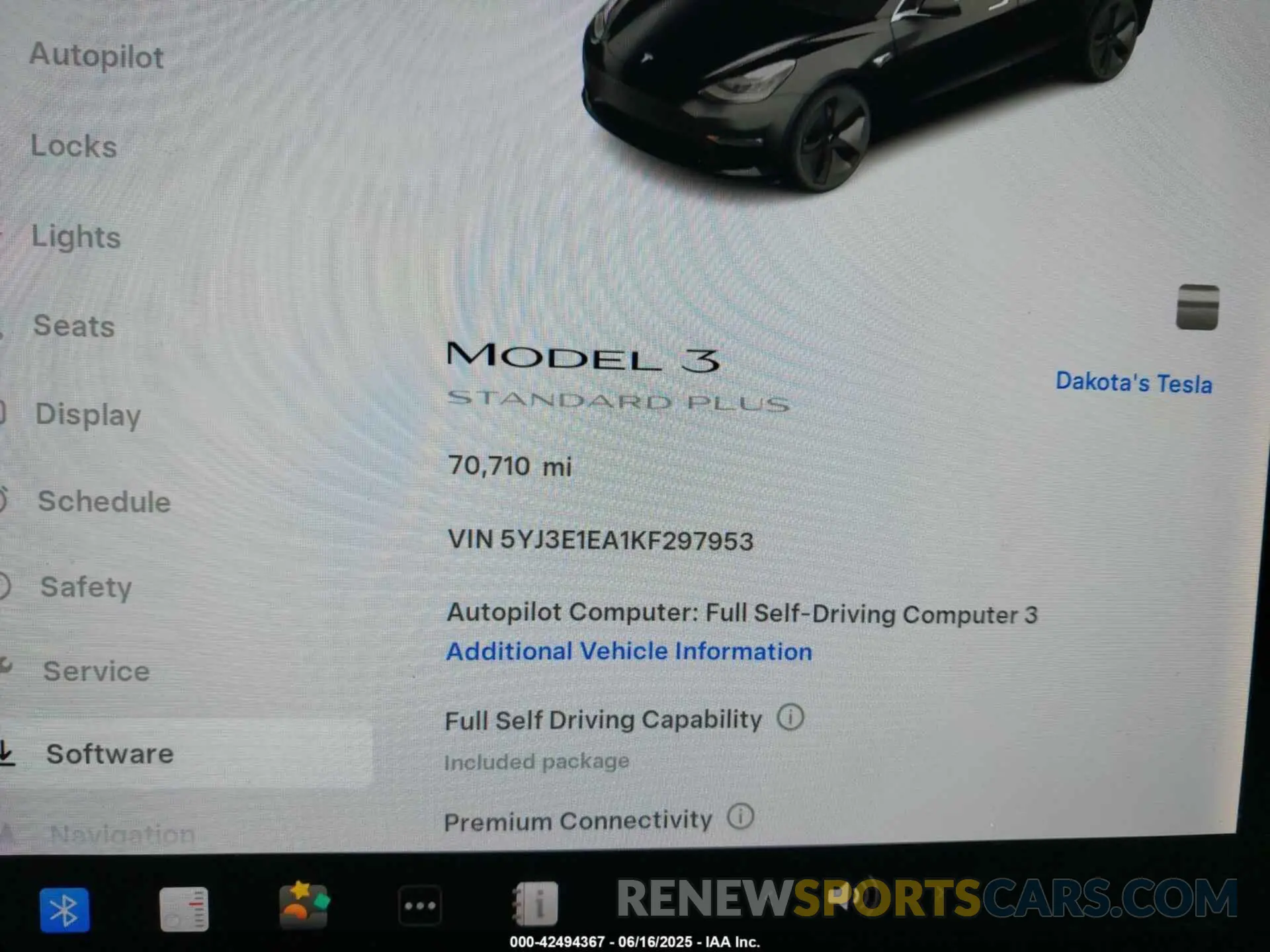 7 fotografías del automóvil dañado 5YJ3E1EA1KF297953 TESLA MODEL 3 2019