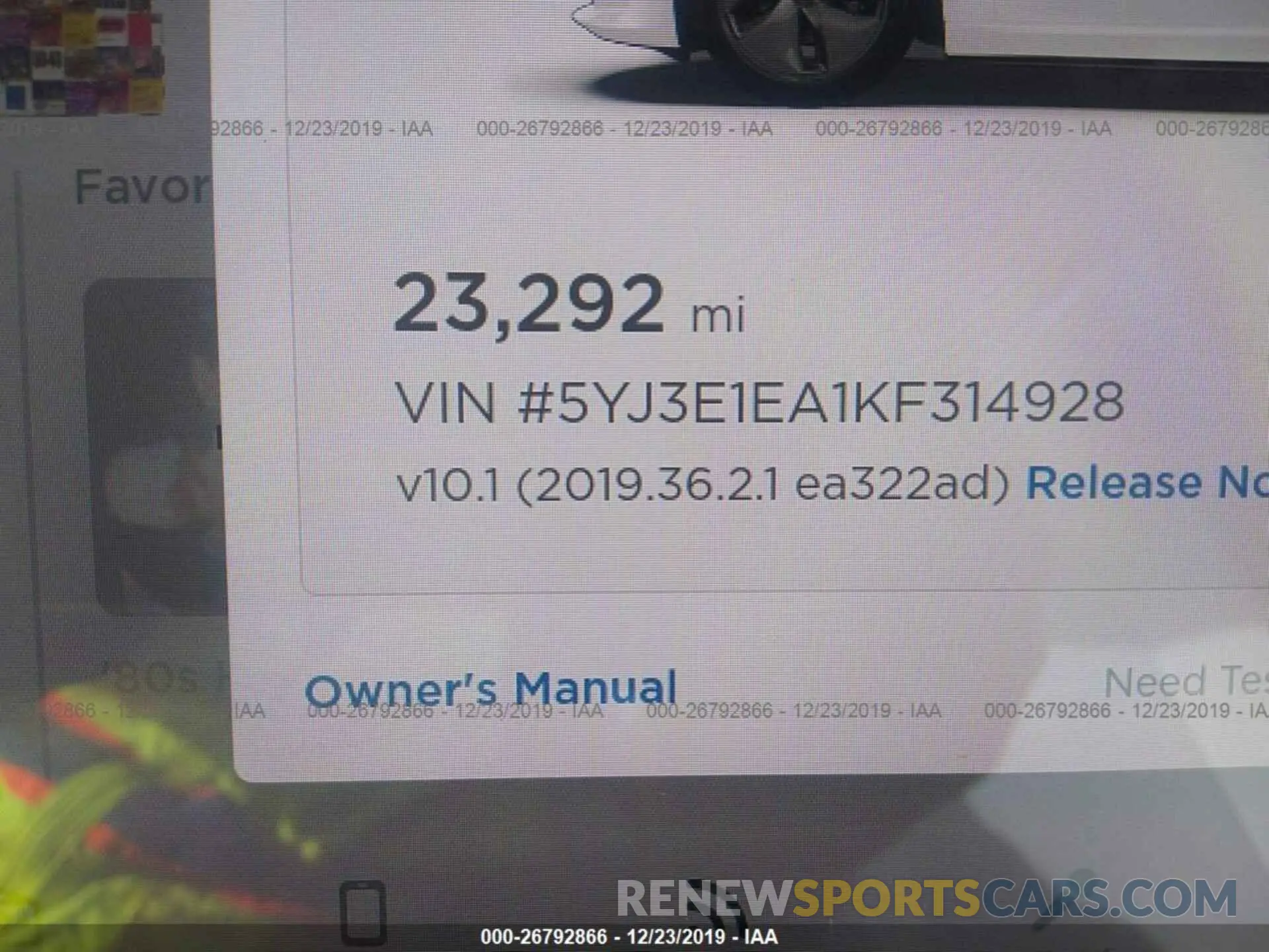 7 fotografías del automóvil dañado 5YJ3E1EA1KF314928 TESLA MODEL 3 2019