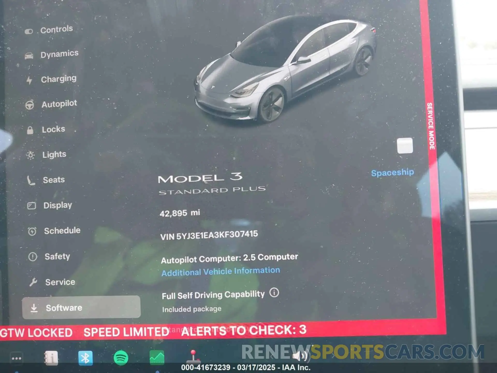 7 fotografías del automóvil dañado 5YJ3E1EA3KF307415 TESLA MODEL 3 2019