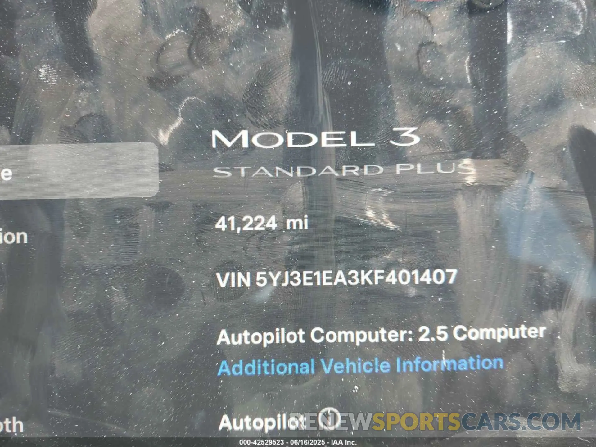 15 fotografías del automóvil dañado 5YJ3E1EA3KF401407 TESLA MODEL 3 2019