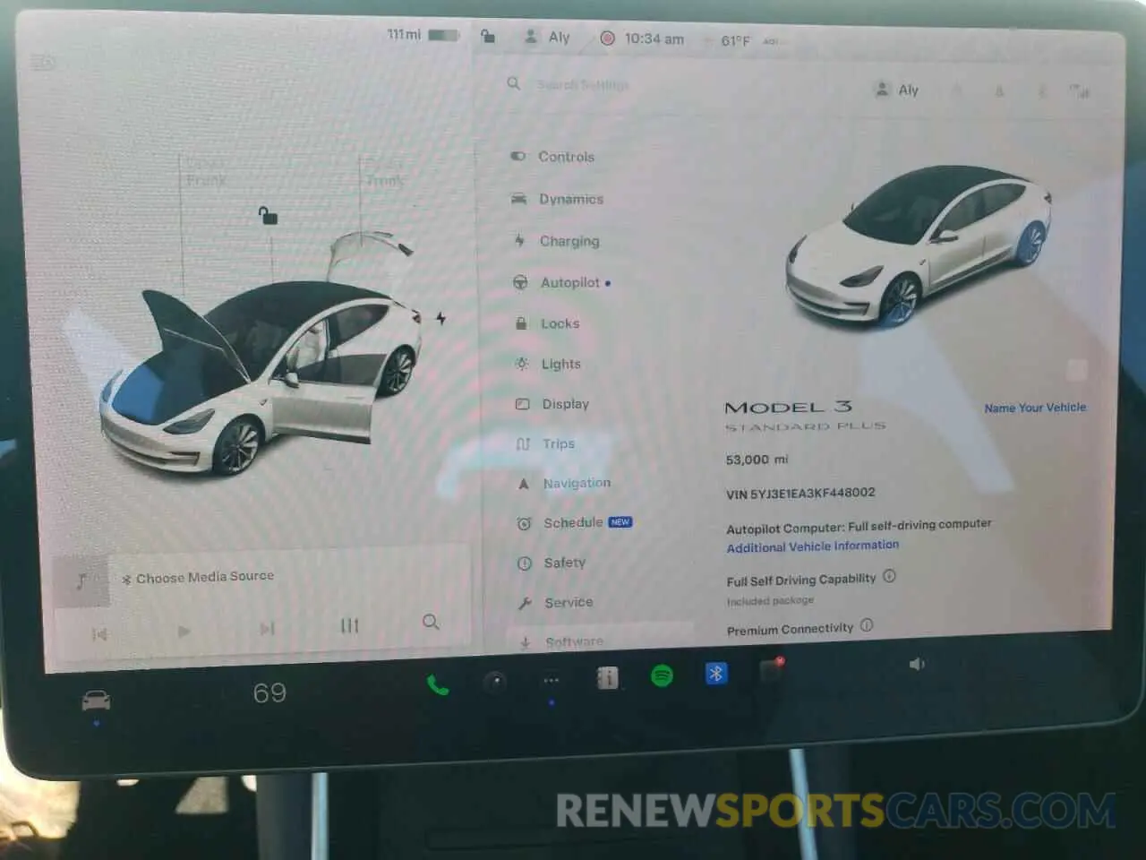 9 fotografías del automóvil dañado 5YJ3E1EA3KF448002 TESLA MODEL 3 2019