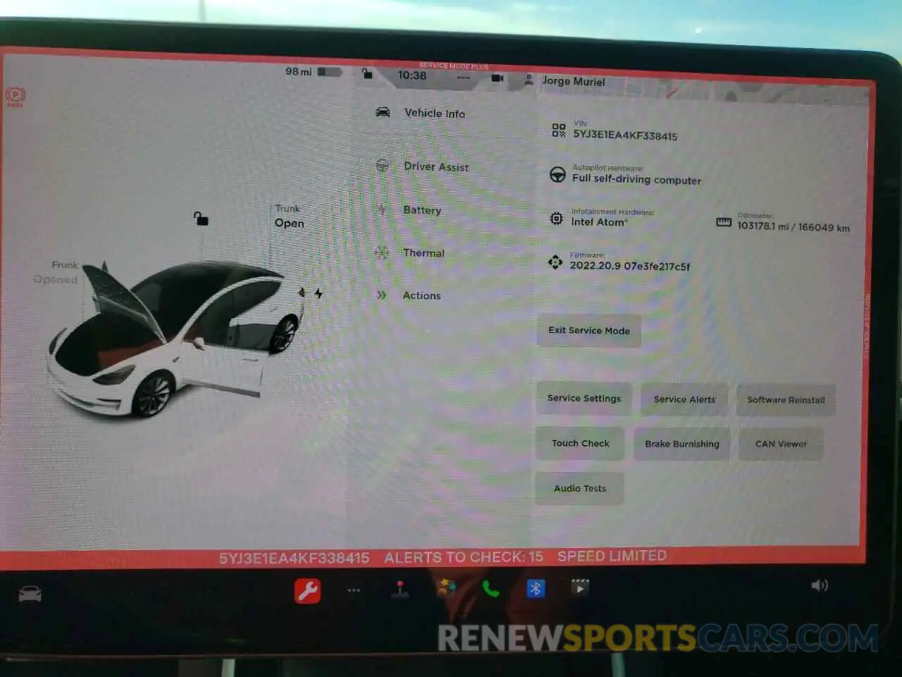9 fotografías del automóvil dañado 5YJ3E1EA4KF338415 TESLA MODEL 3 2019