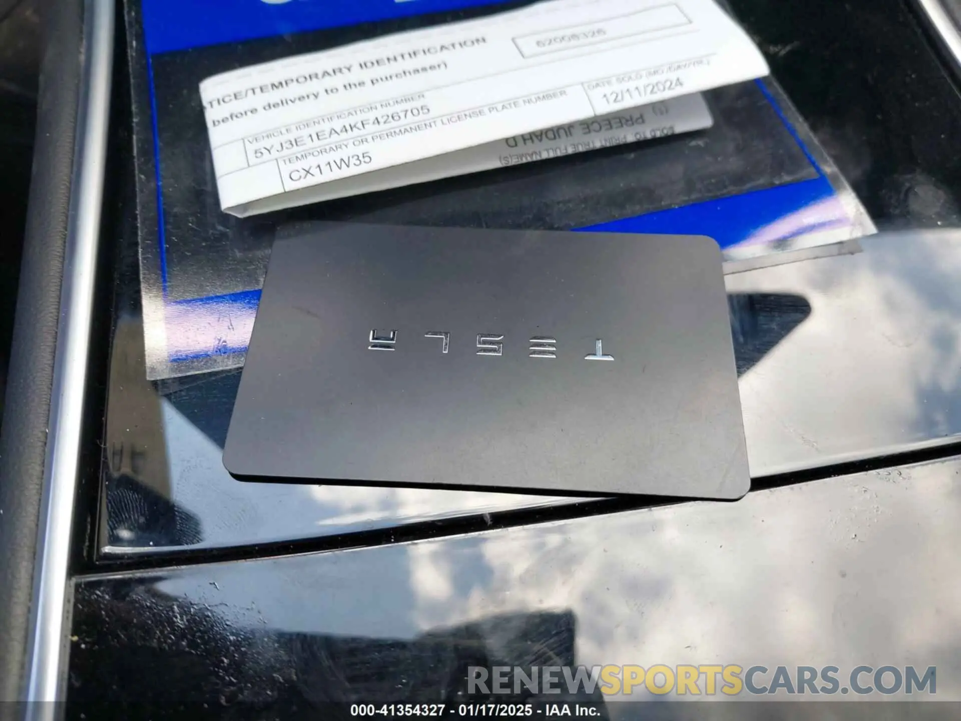 11 fotografías del automóvil dañado 5YJ3E1EA4KF426705 TESLA MODEL 3 2019