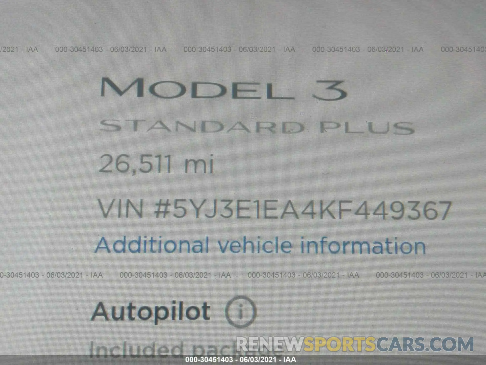 7 fotografías del automóvil dañado 5YJ3E1EA4KF449367 TESLA MODEL 3 2019