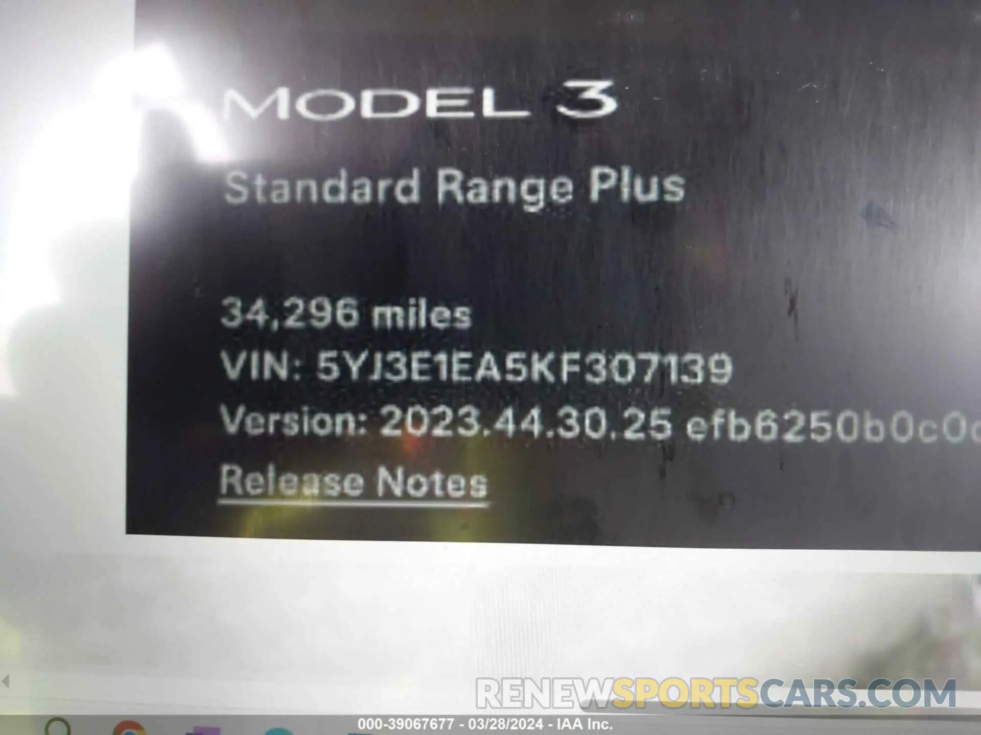 7 fotografías del automóvil dañado 5YJ3E1EA5KF307139 TESLA MODEL 3 2019