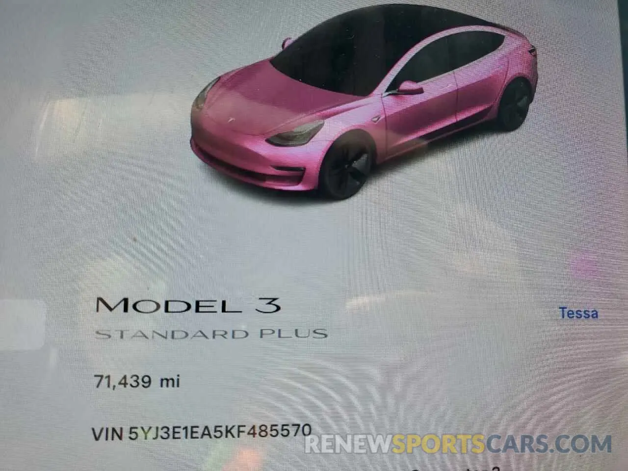 9 fotografías del automóvil dañado 5YJ3E1EA5KF485570 TESLA MODEL 3 2019