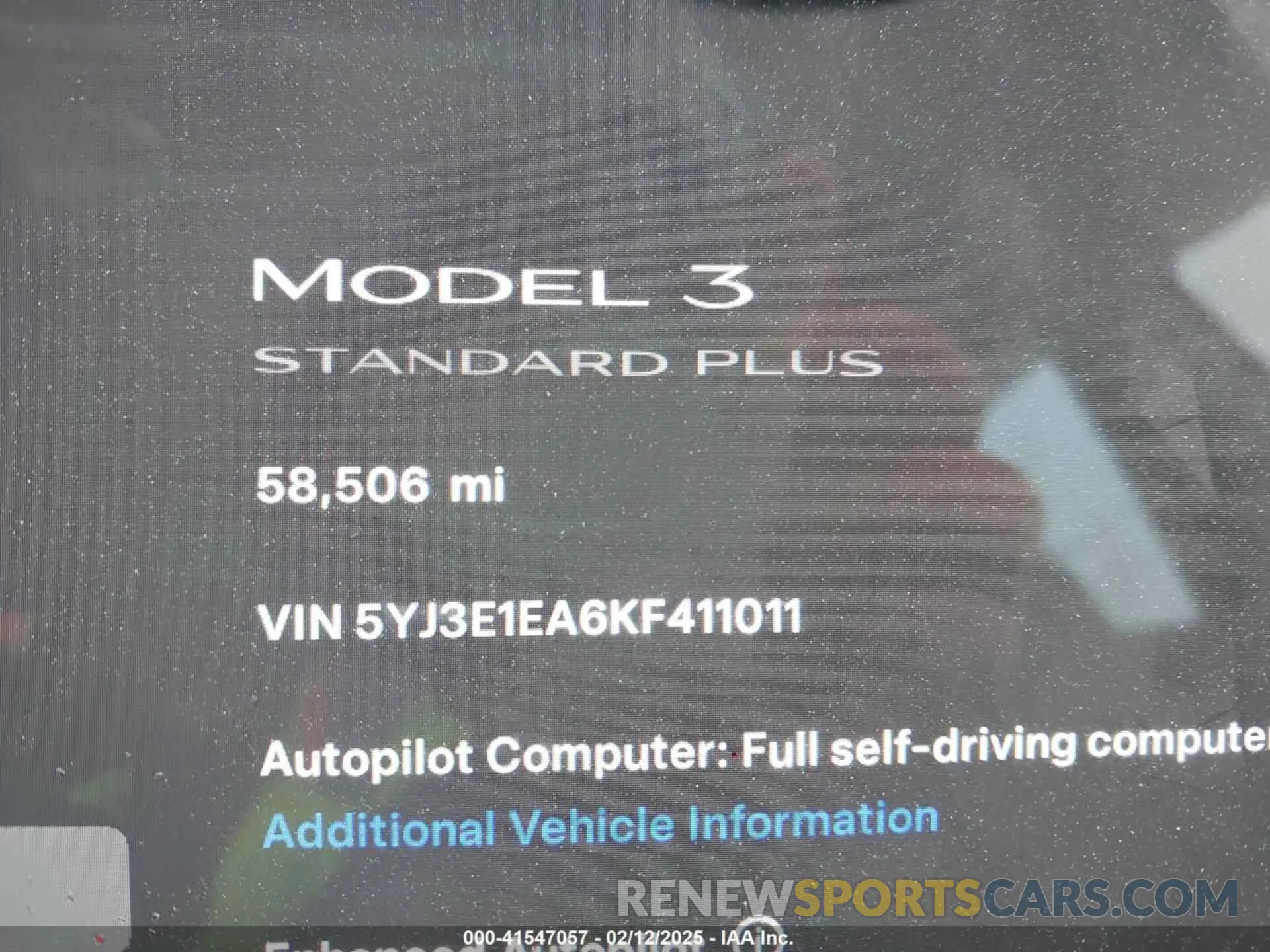 7 fotografías del automóvil dañado 5YJ3E1EA6KF411011 TESLA MODEL 3 2019