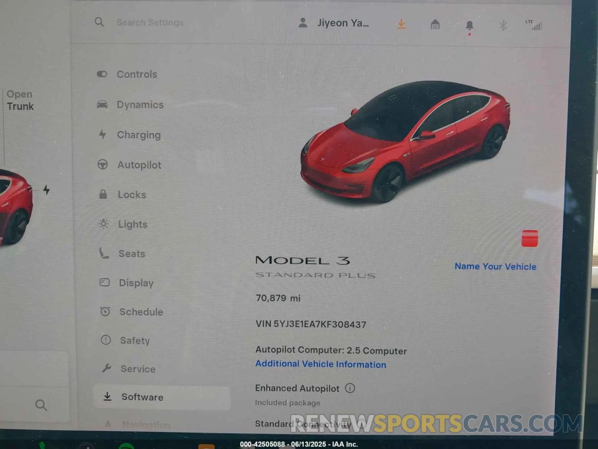 7 fotografías del automóvil dañado 5YJ3E1EA7KF308437 TESLA MODEL 3 2019
